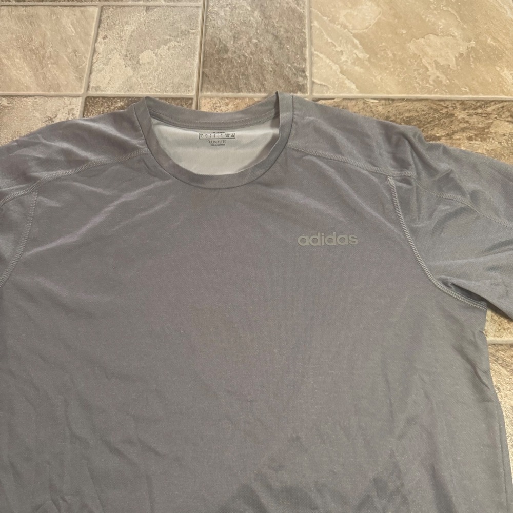 Adidas Climalite Mens Gray Short Sleeve Training Workout Shirt Large
